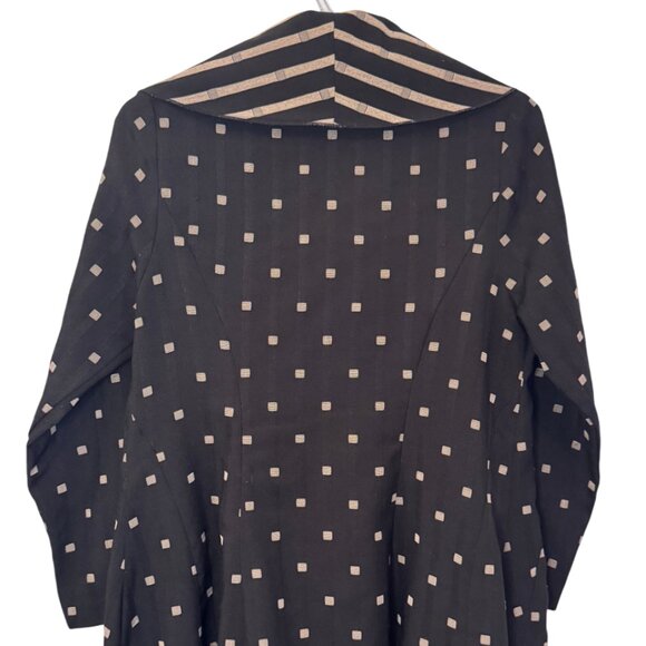 IC By Connie K black and tan Art To Wear patterned open front cardigan size S - Picture 7 of 10